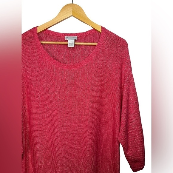 067. Soft SURROUNDINGS S-M Oversized Pink Metallic Knit Slouchy Pockets Dress - Picture 7 of 11